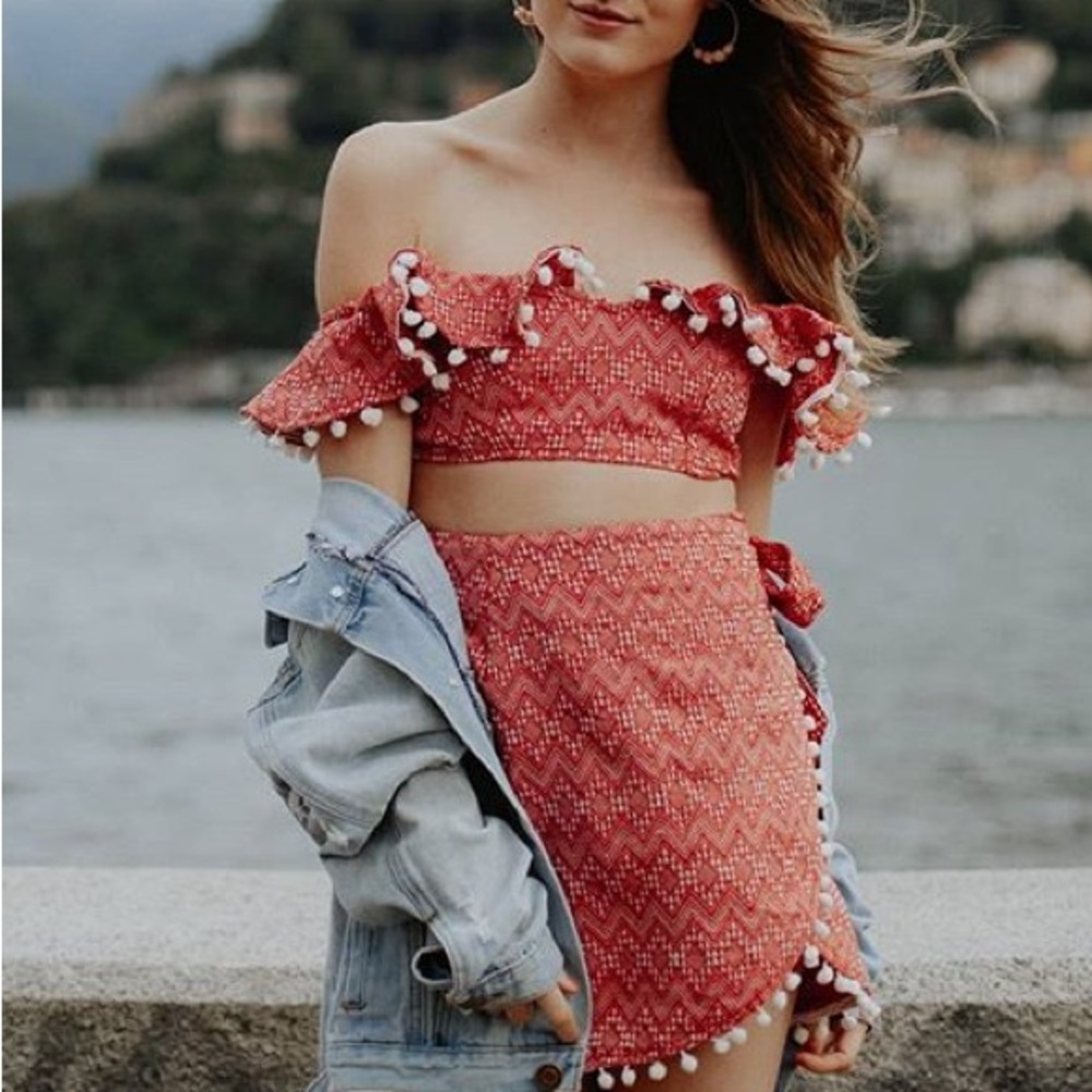 Boho Beach Two-Piece Set (Top + Wrap Skirt) 🌴✨ NWOT Size 6 - Picture 2 of 8